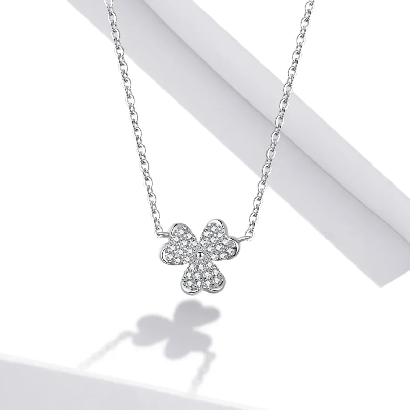 (image for) Pandora Style Silver Clover Necklace - SCN401 - View 5