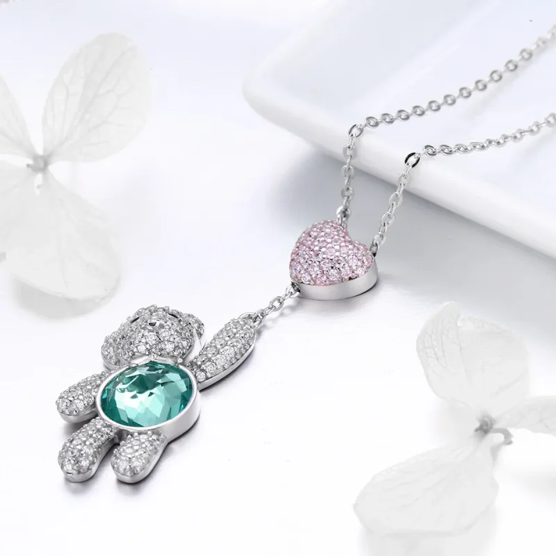 (image for) Pandora Style Silver Cute Bear Necklace - SCN271 - View 2