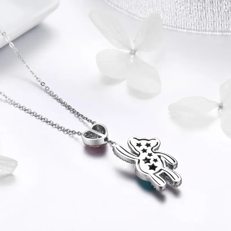 (image for) Pandora Style Silver Cute Bear Necklace - SCN271 - View 3