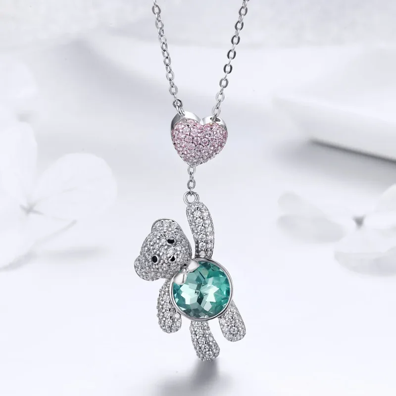(image for) Pandora Style Silver Cute Bear Necklace - SCN271 - View 6