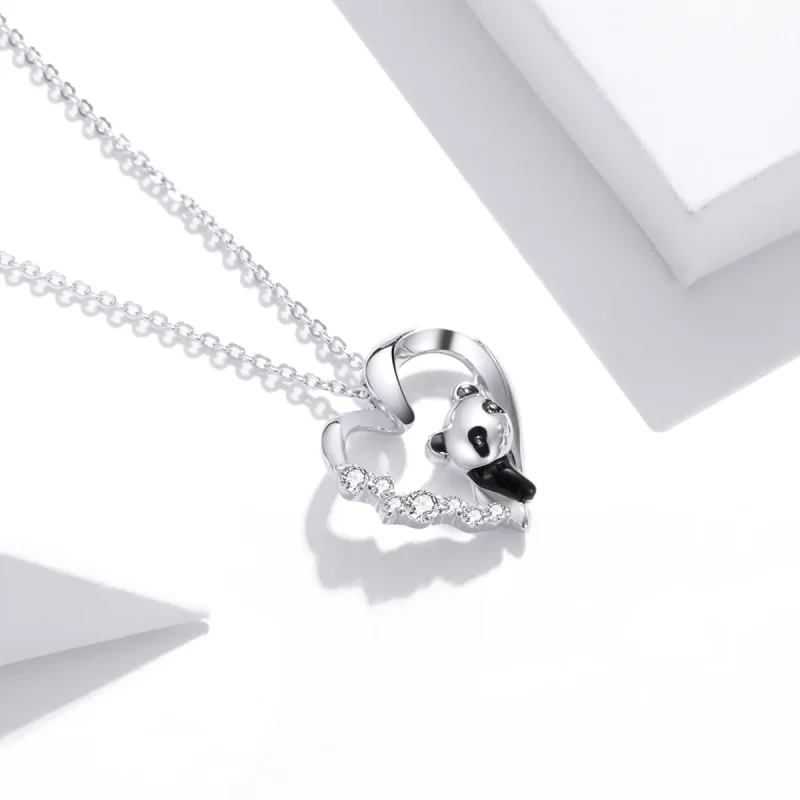 (image for) Pandora Style Silver Cute Little Panda Pendant Necklace - SCN453 - View 3