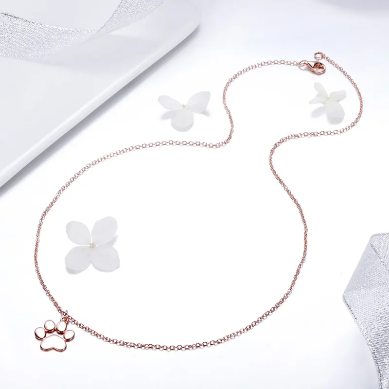 (image for) Pandora Style Silver Cute Paw Necklace - SCN275-3 - View 5