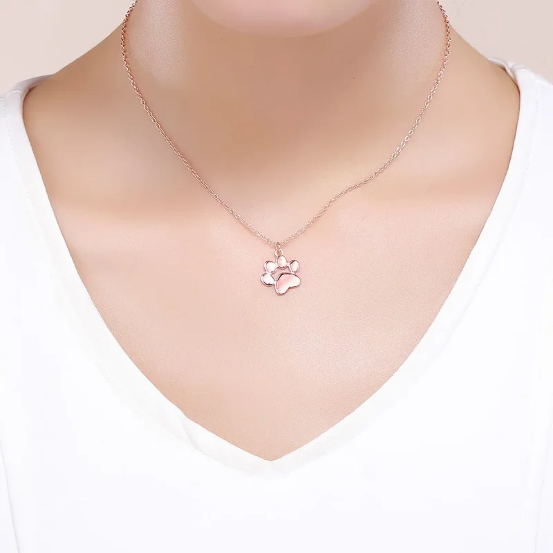(image for) Pandora Style Silver Cute Paw Necklace - SCN275-3 - View 6