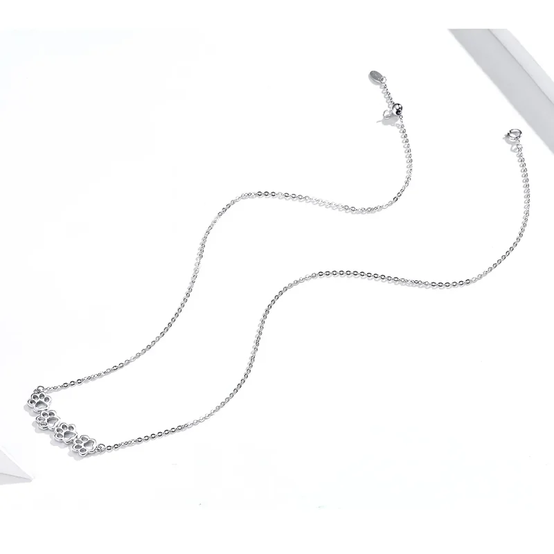 (image for) Pandora Style Silver Cute Paw Necklace - SCN346 - View 2