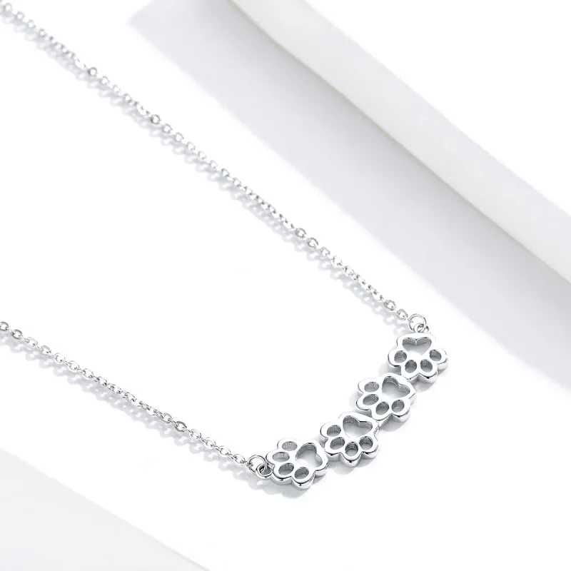 (image for) Pandora Style Silver Cute Paw Necklace - SCN346 - View 3