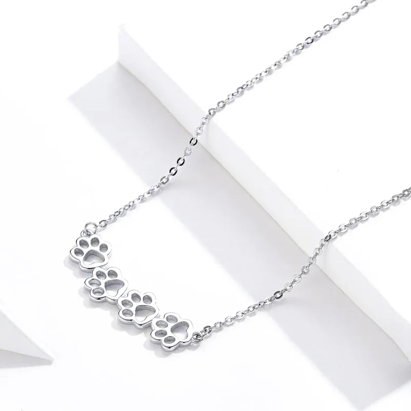 (image for) Pandora Style Silver Cute Paw Necklace - SCN346 - View 4