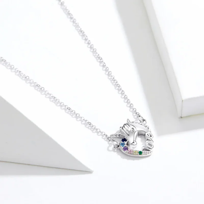 (image for) Pandora Style Silver Cute Unicorn Necklace - SCN348 - View 3