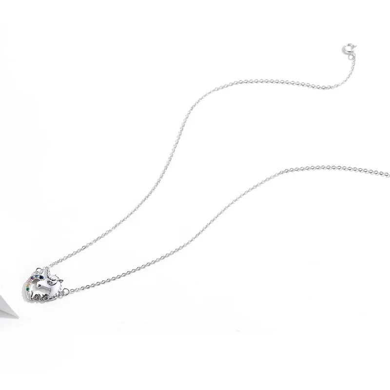 (image for) Pandora Style Silver Cute Unicorn Necklace - SCN348 - View 4