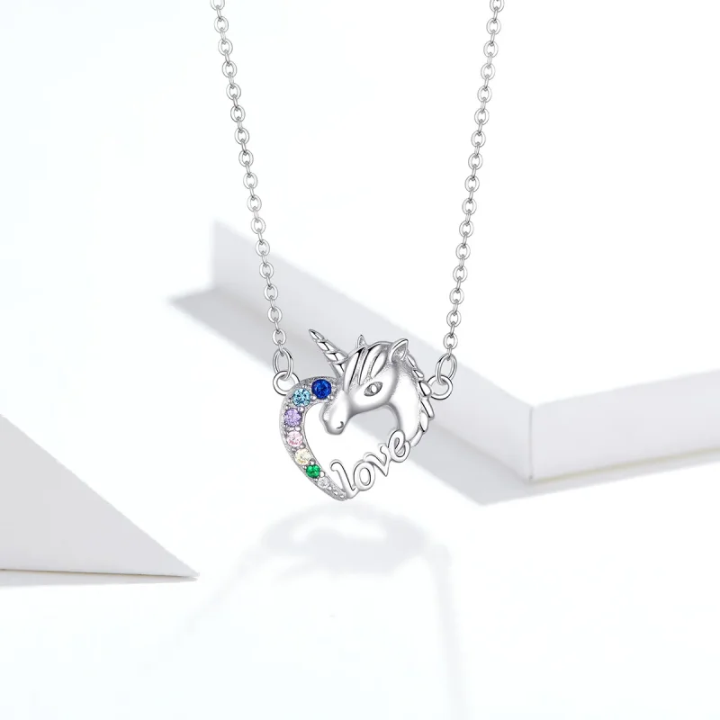 (image for) Pandora Style Silver Cute Unicorn Necklace - SCN348 - View 5