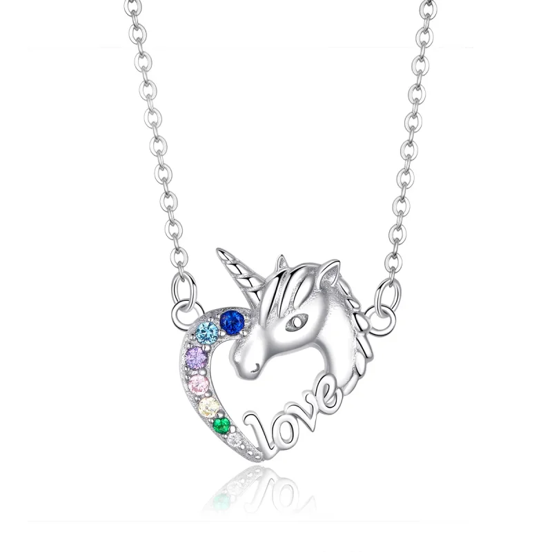 (image for) Pandora Style Silver Cute Unicorn Necklace - SCN348