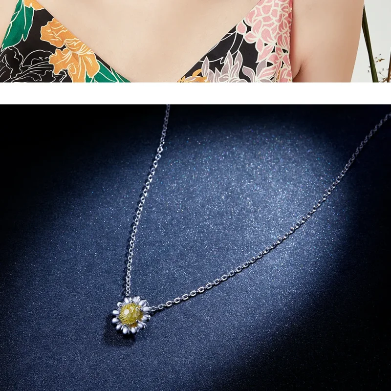 (image for) Pandora Style Silver Daisy Necklace - SCN184-A - View 3