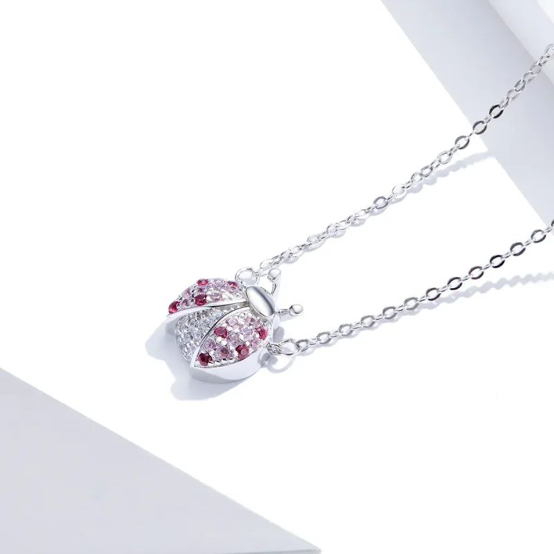 (image for) Pandora Style Silver Dazzling Ladybug Necklace - SCN400 - View 3