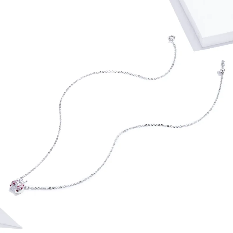 (image for) Pandora Style Silver Dazzling Ladybug Necklace - SCN400 - View 4