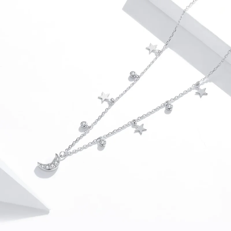 (image for) Pandora Style Silver Dream Star Moon Pendant Necklace - SCN420 - View 3
