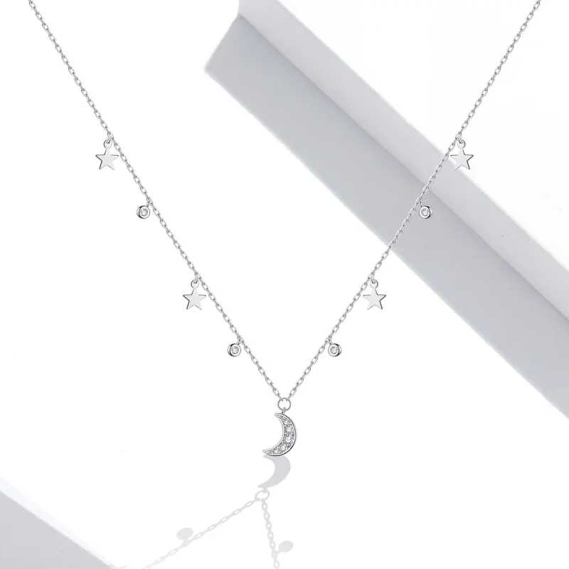 (image for) Pandora Style Silver Dream Star Moon Pendant Necklace - SCN420 - View 5