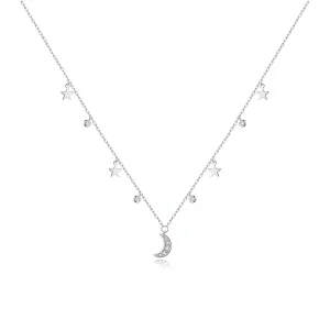 (image for) Pandora Style Silver Dream Star Moon Pendant Necklace - SCN420