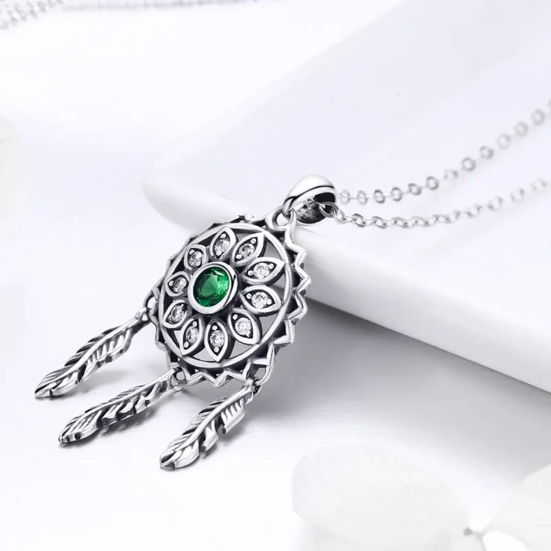 (image for) Pandora Style Silver Dreamcatcher Necklace - SCN263 - View 2