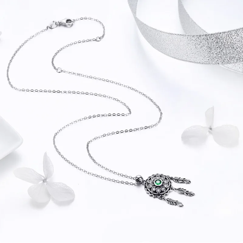 (image for) Pandora Style Silver Dreamcatcher Necklace - SCN263 - View 4