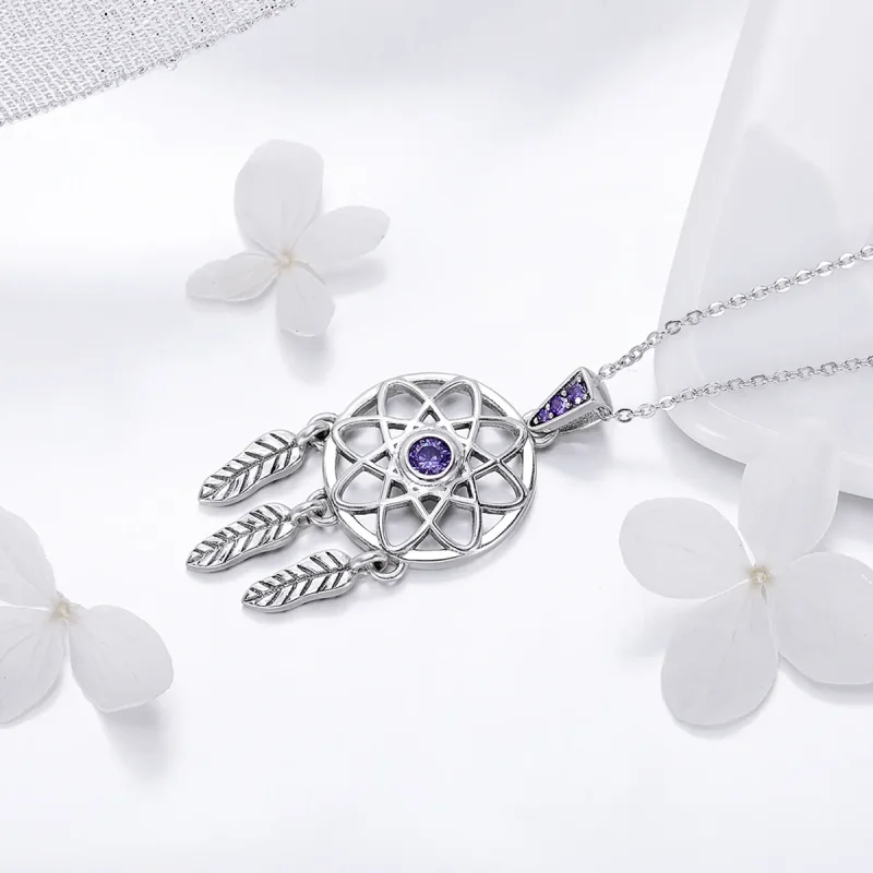 (image for) Pandora Style Silver Dreamcatcher Necklace - SCN279 - View 2