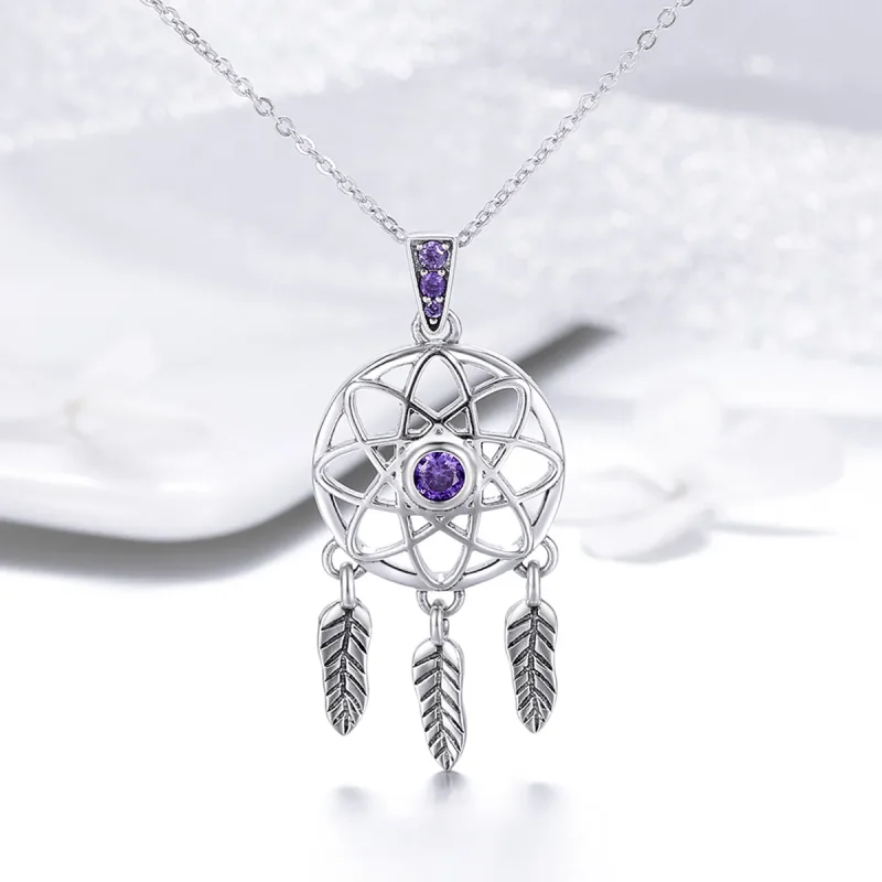 (image for) Pandora Style Silver Dreamcatcher Necklace - SCN279 - View 4