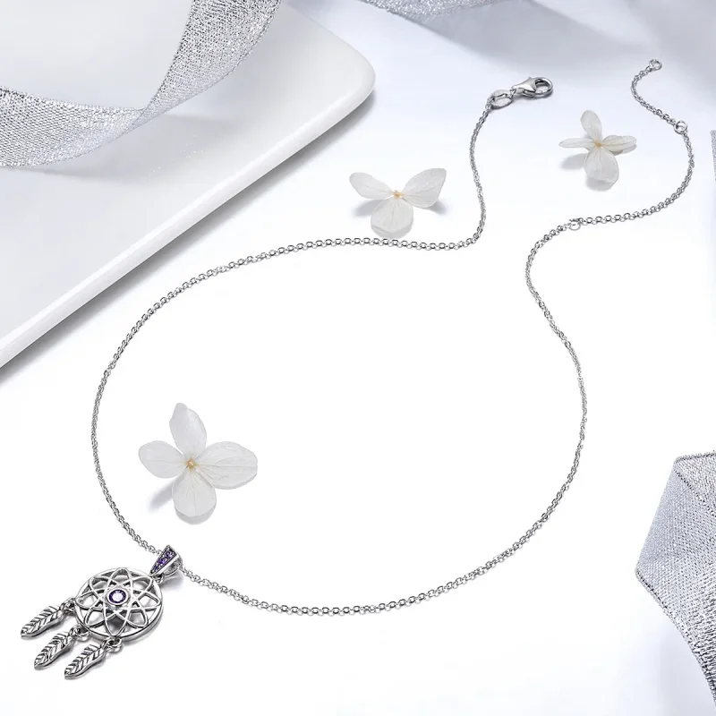 (image for) Pandora Style Silver Dreamcatcher Necklace - SCN279 - View 5