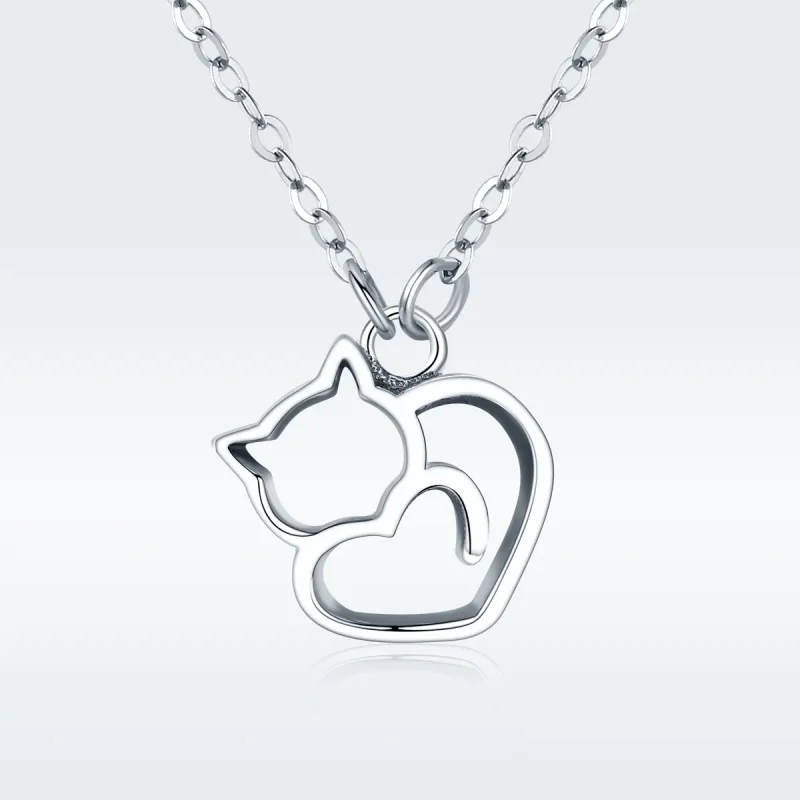 (image for) Pandora Style Silver Dumb Cat Pendant Necklace - SCN188 - View 2