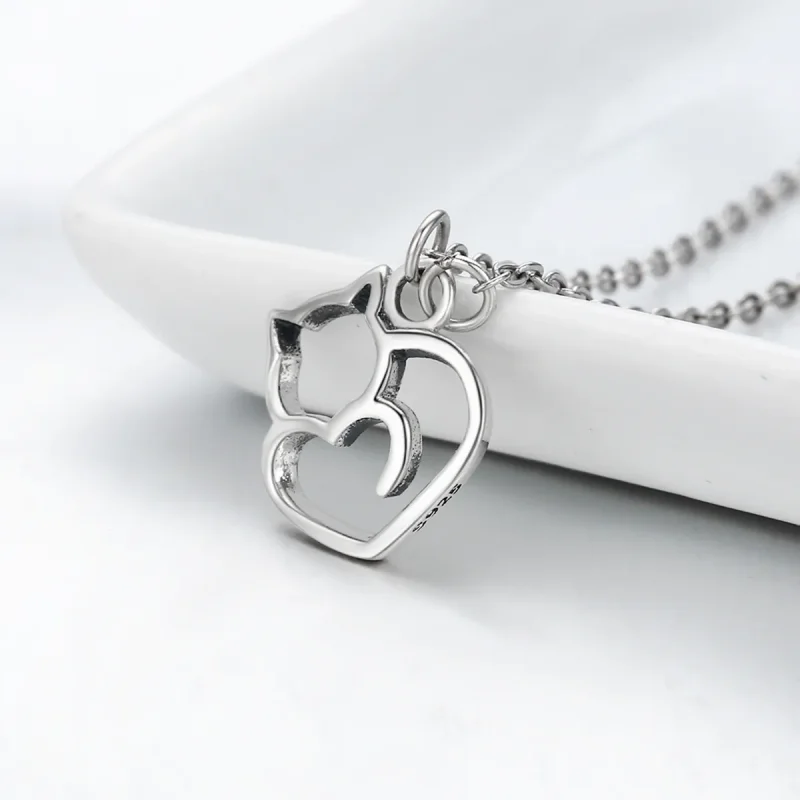 (image for) Pandora Style Silver Dumb Cat Pendant Necklace - SCN188 - View 5
