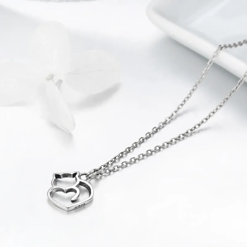 (image for) Pandora Style Silver Dumb Cat Pendant Necklace - SCN188 - View 6