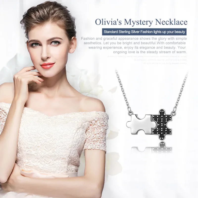 (image for) Pandora Style Silver Dynamic Puzzle Necklace - SCN129 - View 2
