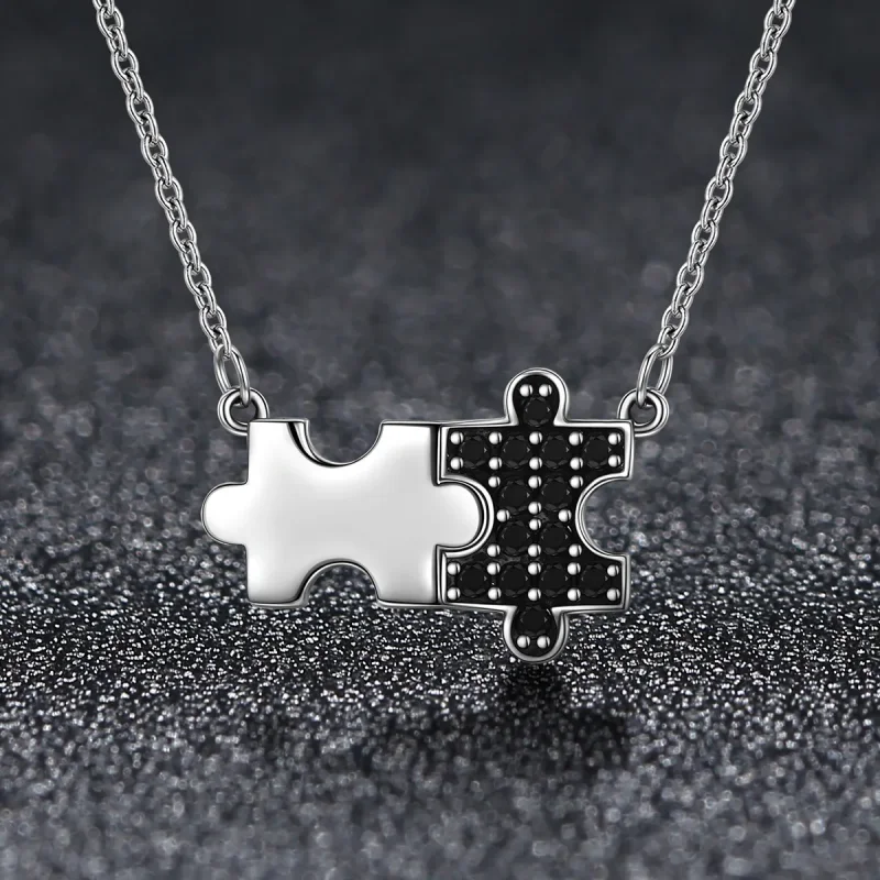 (image for) Pandora Style Silver Dynamic Puzzle Necklace - SCN129 - View 3