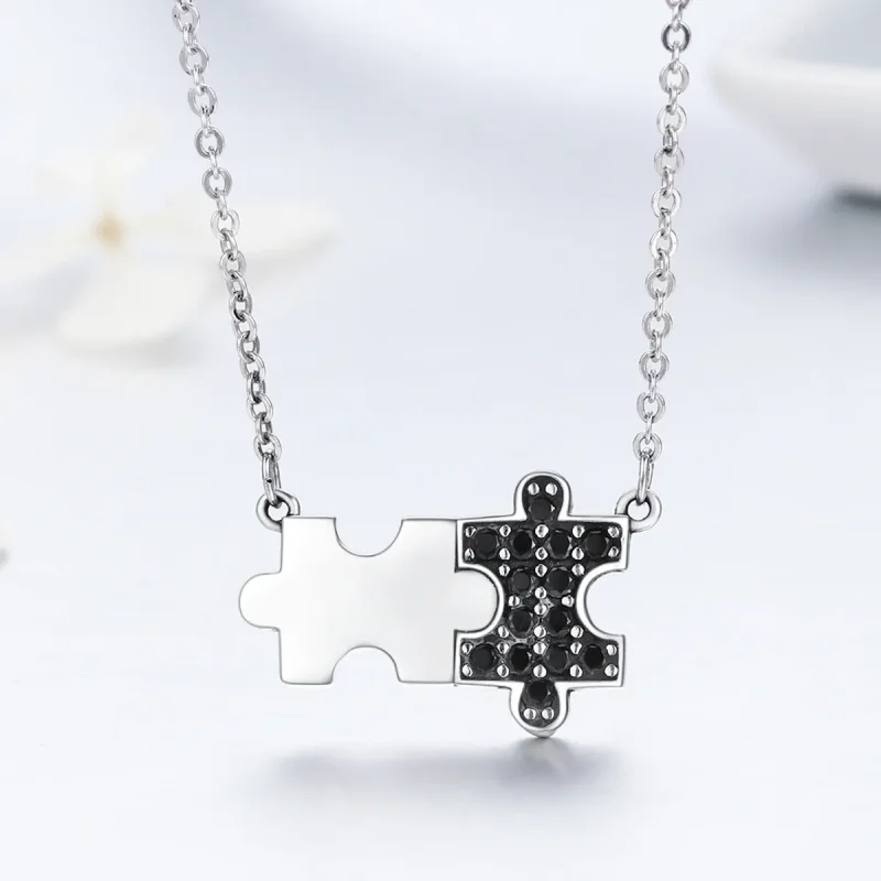 (image for) Pandora Style Silver Dynamic Puzzle Necklace - SCN129 - View 4