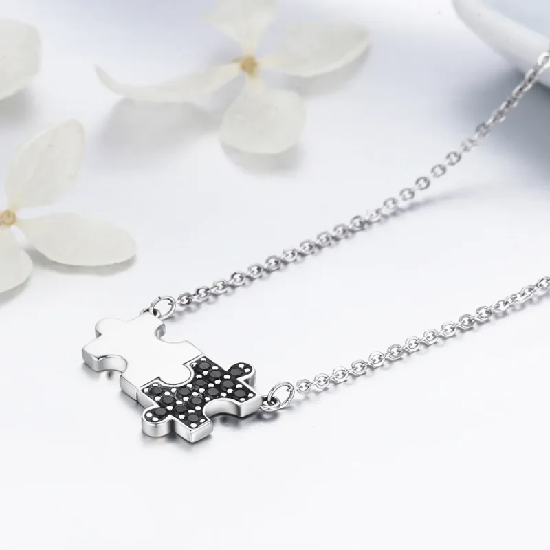 (image for) Pandora Style Silver Dynamic Puzzle Necklace - SCN129 - View 5