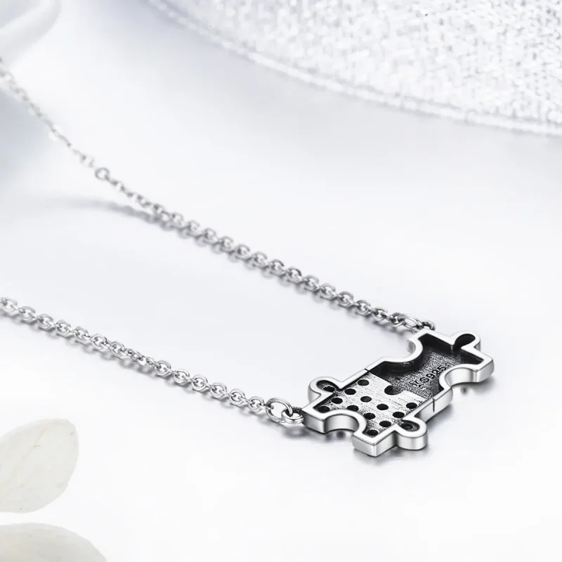 (image for) Pandora Style Silver Dynamic Puzzle Necklace - SCN129 - View 6