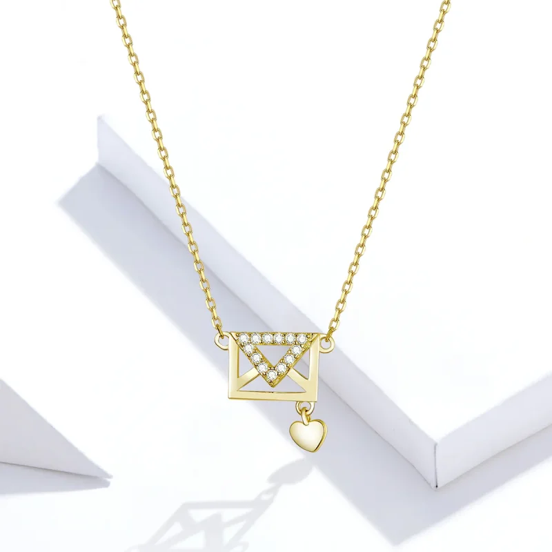 (image for) Pandora Style Silver Envelope Necklace - SCN379 - View 5