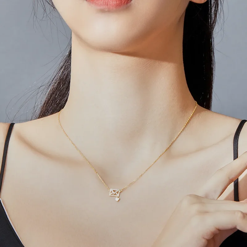 (image for) Pandora Style Silver Envelope Necklace - SCN379 - View 6