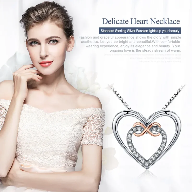 (image for) Pandora Style Silver Exquisite Heart Necklace - SCN121 - View 2