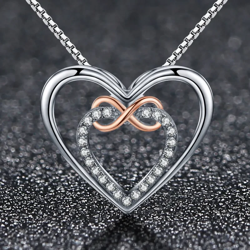 (image for) Pandora Style Silver Exquisite Heart Necklace - SCN121 - View 3