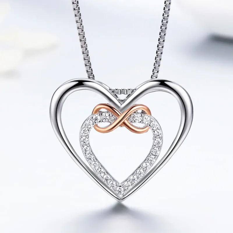 (image for) Pandora Style Silver Exquisite Heart Necklace - SCN121 - View 4