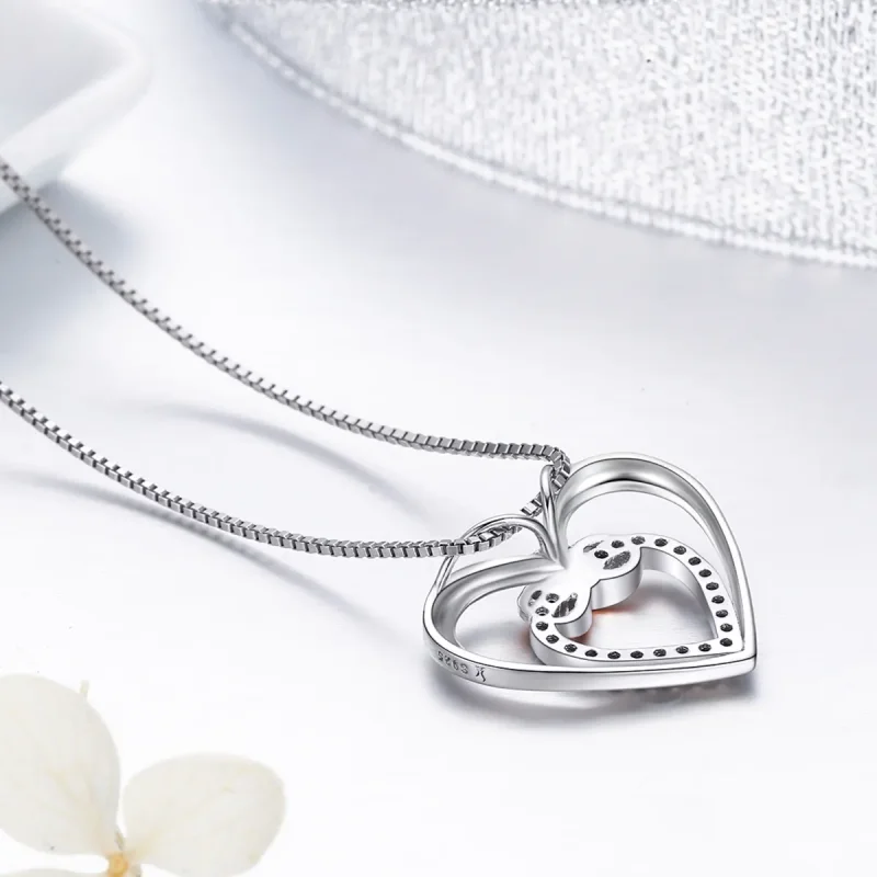 (image for) Pandora Style Silver Exquisite Heart Necklace - SCN121 - View 5