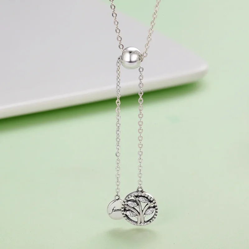 (image for) Pandora Style Silver Family Tree and Home Necklace - SCN106 - View 4