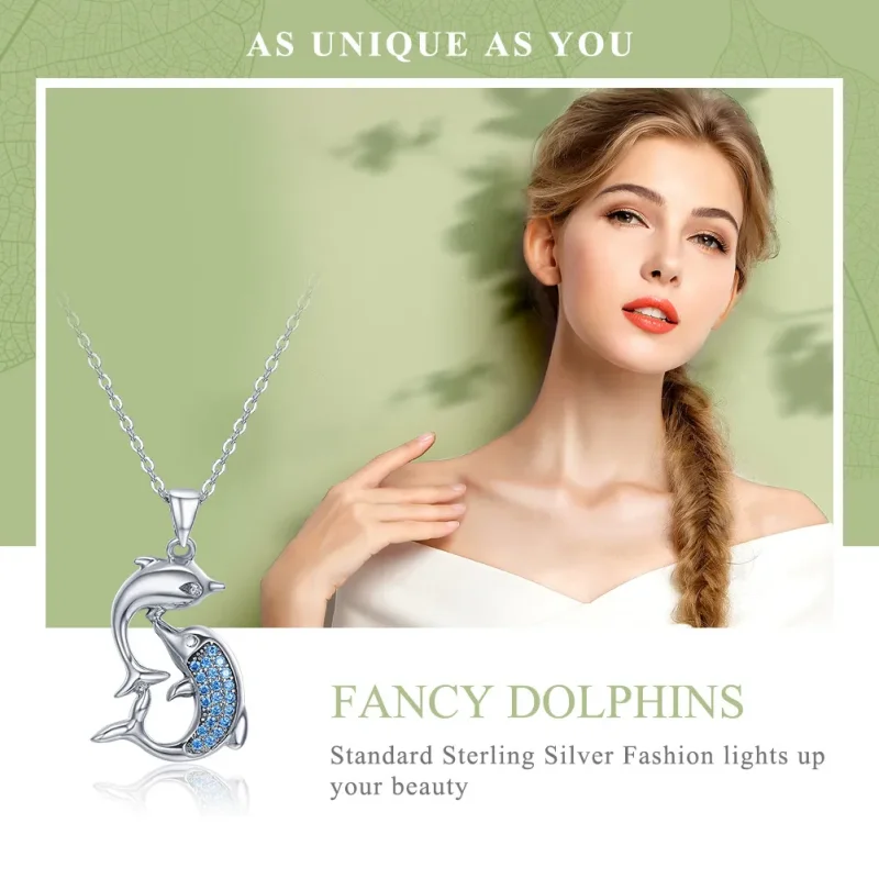 (image for) Pandora Style Silver Fantasy Dolphin Necklace - SCN168 - View 2