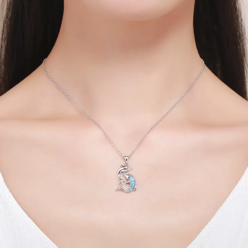 (image for) Pandora Style Silver Fantasy Dolphin Necklace - SCN168 - View 3