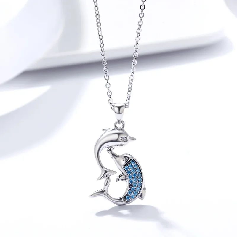(image for) Pandora Style Silver Fantasy Dolphin Necklace - SCN168 - View 4