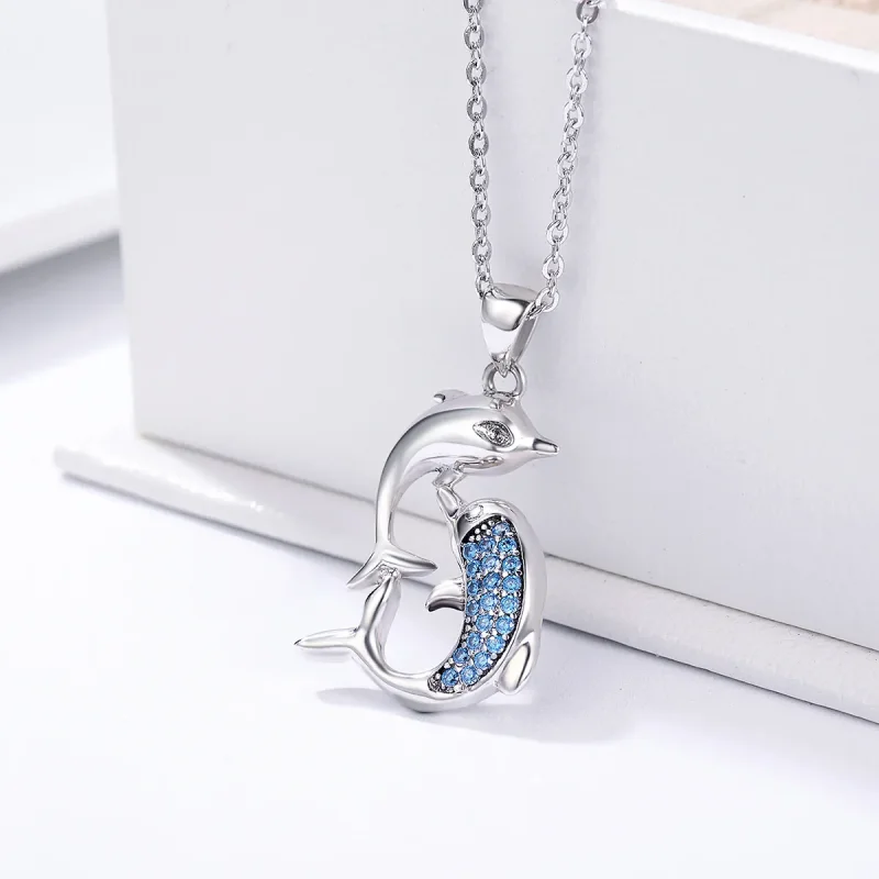 (image for) Pandora Style Silver Fantasy Dolphin Necklace - SCN168 - View 6