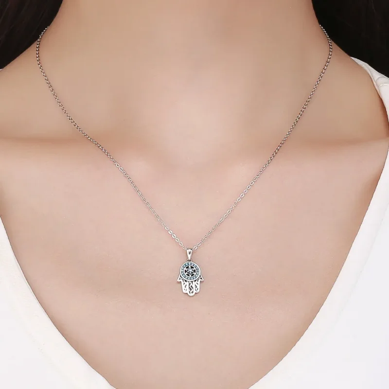 (image for) Pandora Style Silver Fatima's Guarding Necklace - SCN264 - View 6
