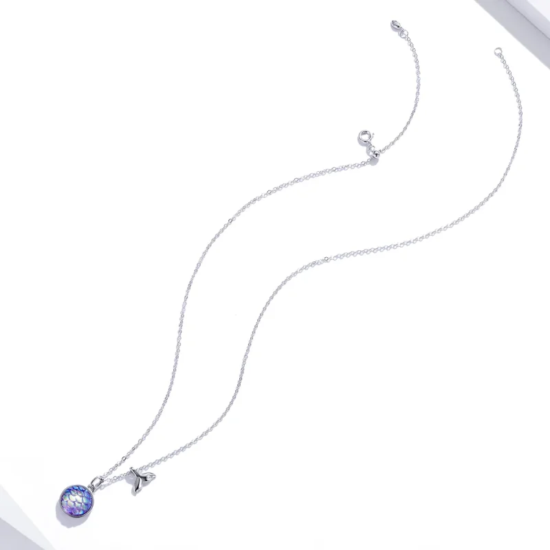 (image for) Pandora Style Silver Fishtail Scale Pendant Necklace - SCN448 - View 4