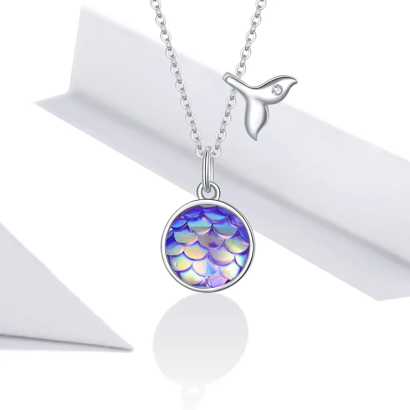 (image for) Pandora Style Silver Fishtail Scale Pendant Necklace - SCN448 - View 5