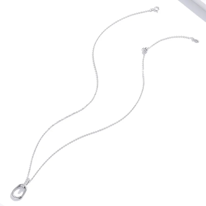 (image for) Pandora Style Silver Geometric Pendant Necklace - SCN440 - View 4