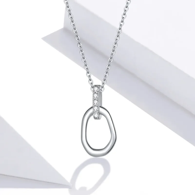 (image for) Pandora Style Silver Geometric Pendant Necklace - SCN440 - View 5