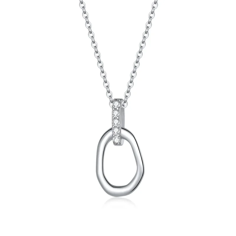 (image for) Pandora Style Silver Geometric Pendant Necklace - SCN440